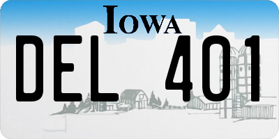 IA license plate DEL401