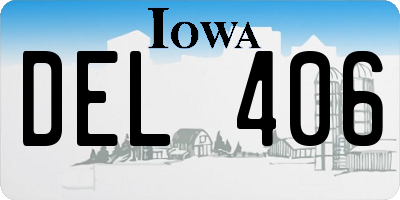 IA license plate DEL406