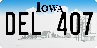 IA license plate DEL407