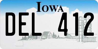 IA license plate DEL412