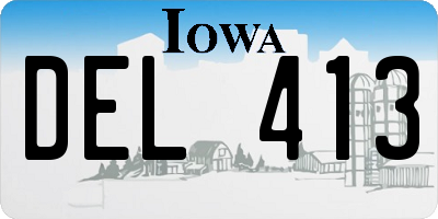 IA license plate DEL413