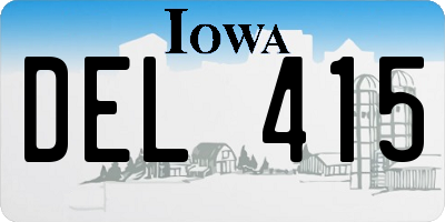 IA license plate DEL415