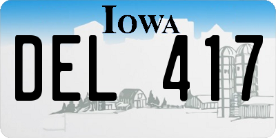 IA license plate DEL417