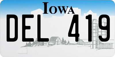 IA license plate DEL419