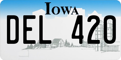 IA license plate DEL420