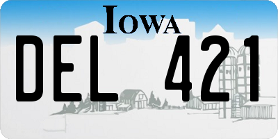 IA license plate DEL421