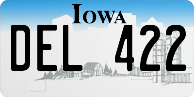 IA license plate DEL422