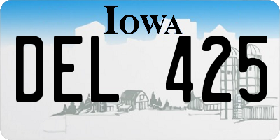 IA license plate DEL425