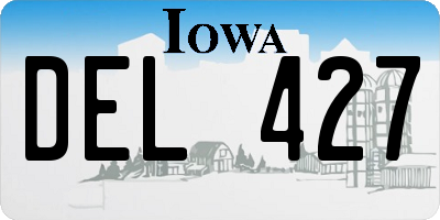 IA license plate DEL427