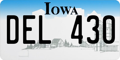 IA license plate DEL430