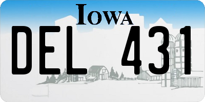 IA license plate DEL431