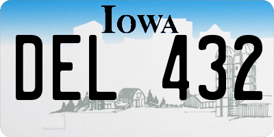 IA license plate DEL432
