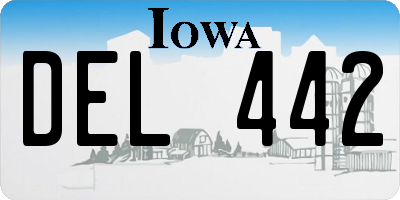 IA license plate DEL442