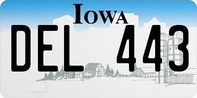 IA license plate DEL443