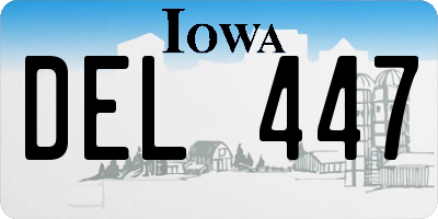 IA license plate DEL447