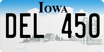 IA license plate DEL450