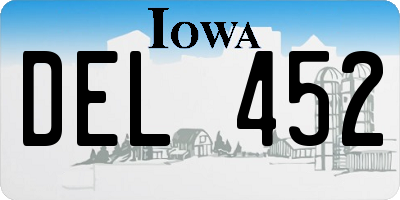 IA license plate DEL452