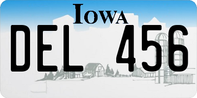 IA license plate DEL456