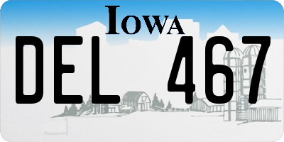 IA license plate DEL467