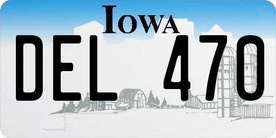 IA license plate DEL470