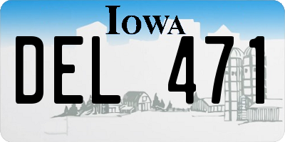 IA license plate DEL471