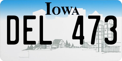IA license plate DEL473