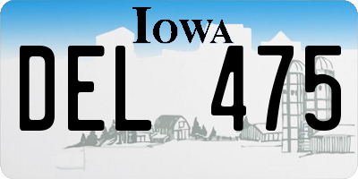 IA license plate DEL475