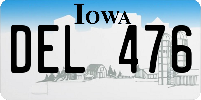 IA license plate DEL476