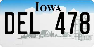 IA license plate DEL478