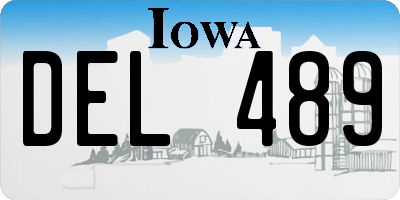IA license plate DEL489