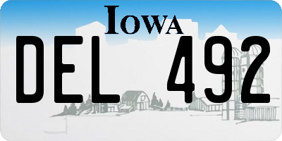 IA license plate DEL492