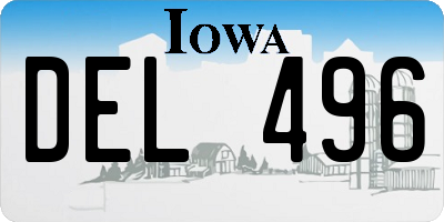 IA license plate DEL496
