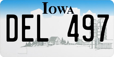IA license plate DEL497