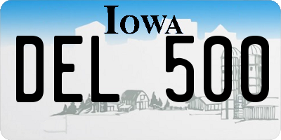 IA license plate DEL500