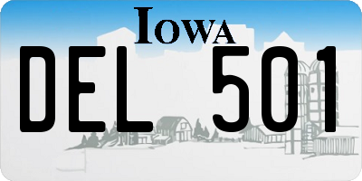 IA license plate DEL501