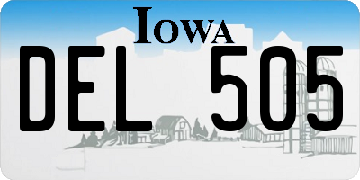 IA license plate DEL505
