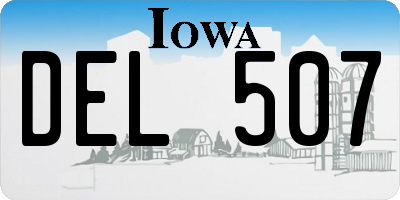 IA license plate DEL507