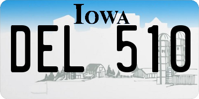 IA license plate DEL510