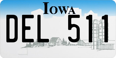 IA license plate DEL511