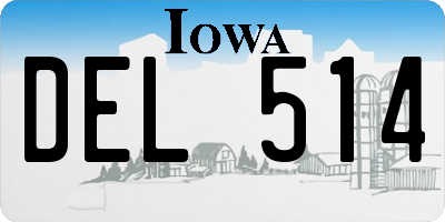 IA license plate DEL514