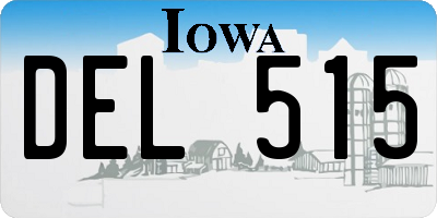 IA license plate DEL515