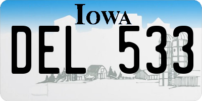 IA license plate DEL533