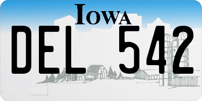 IA license plate DEL542
