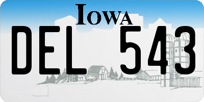 IA license plate DEL543