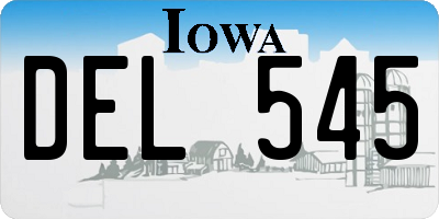 IA license plate DEL545