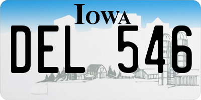 IA license plate DEL546