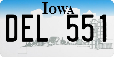 IA license plate DEL551