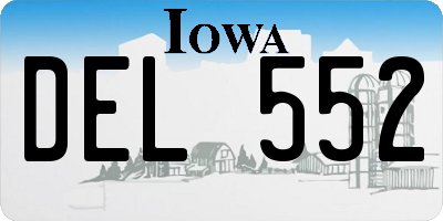 IA license plate DEL552