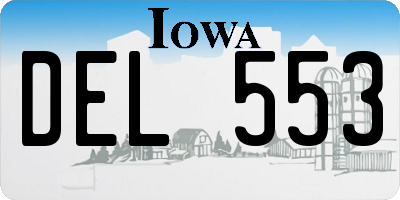 IA license plate DEL553