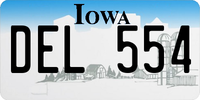 IA license plate DEL554
